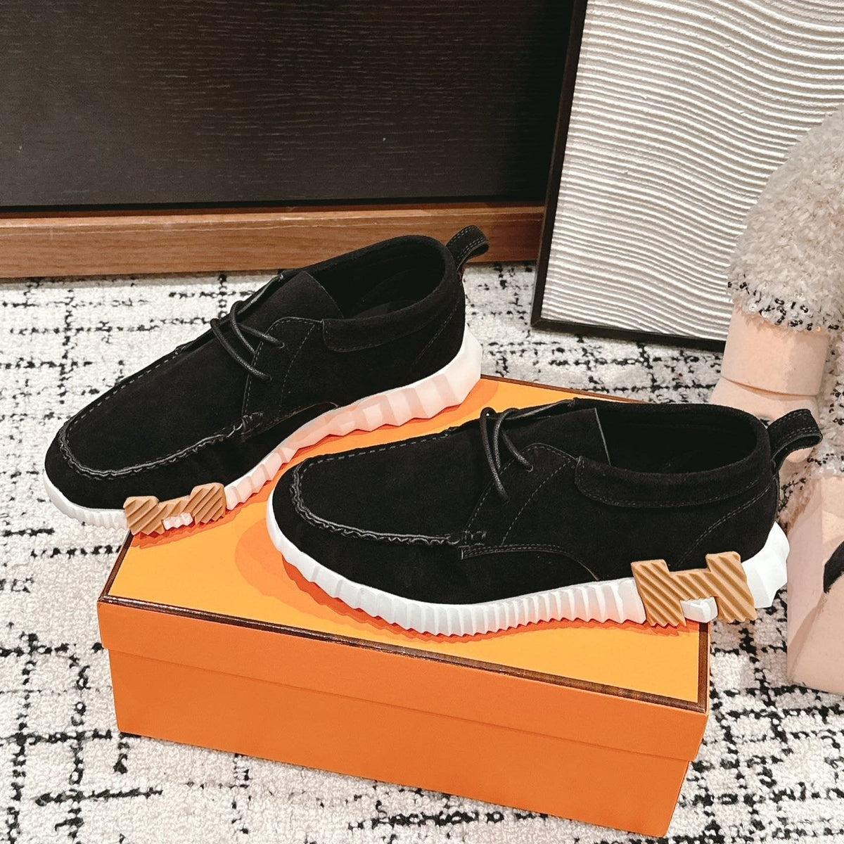 Hermes Increase Sneaker in Black Suede