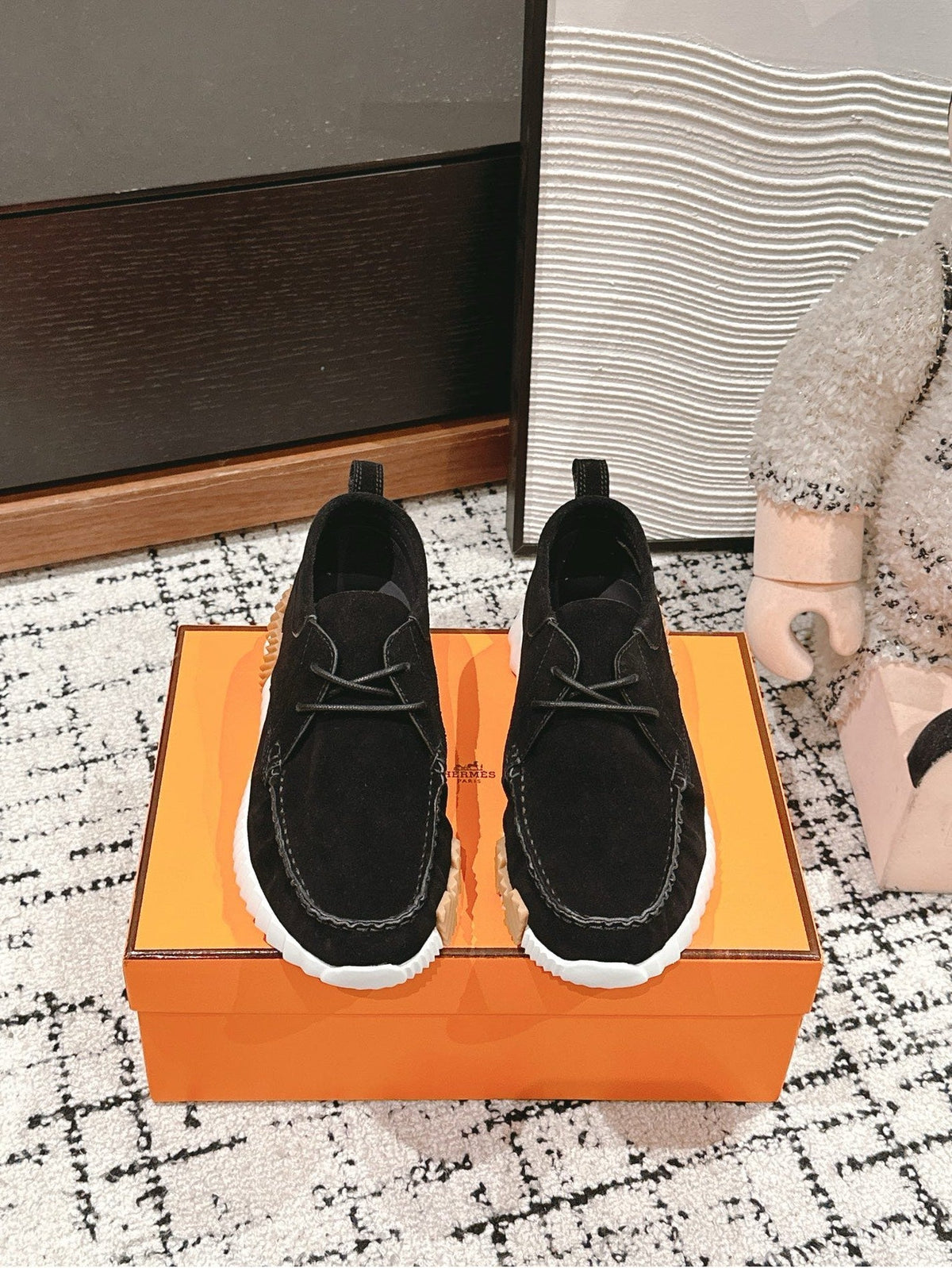 Hermes Increase Sneaker in Black Suede