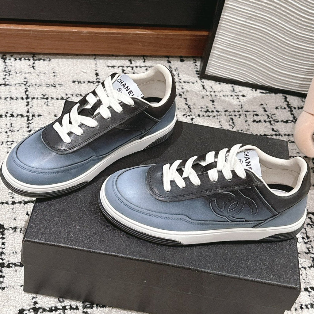 Chanel Sneaker in Black Mix Cool Gray Hand-Polished Calfskin 977825