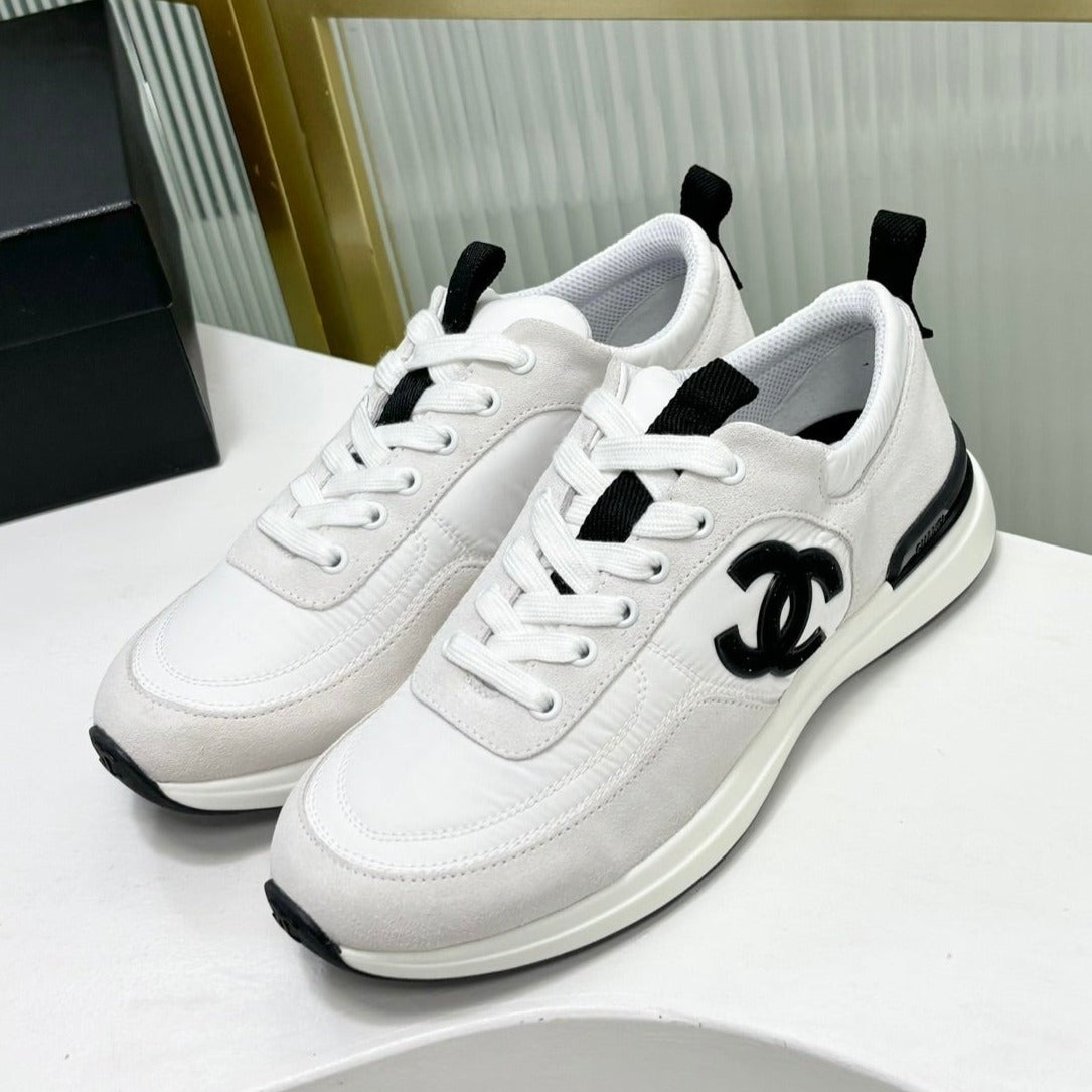 Chanel Sneaker in White Mix Grey Suede