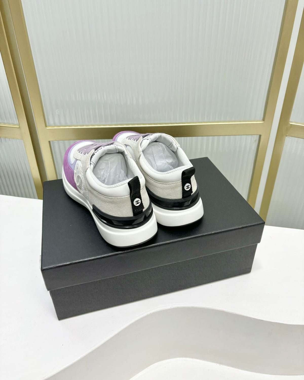 Chanel Sneaker in Violet Mix Grey Suede