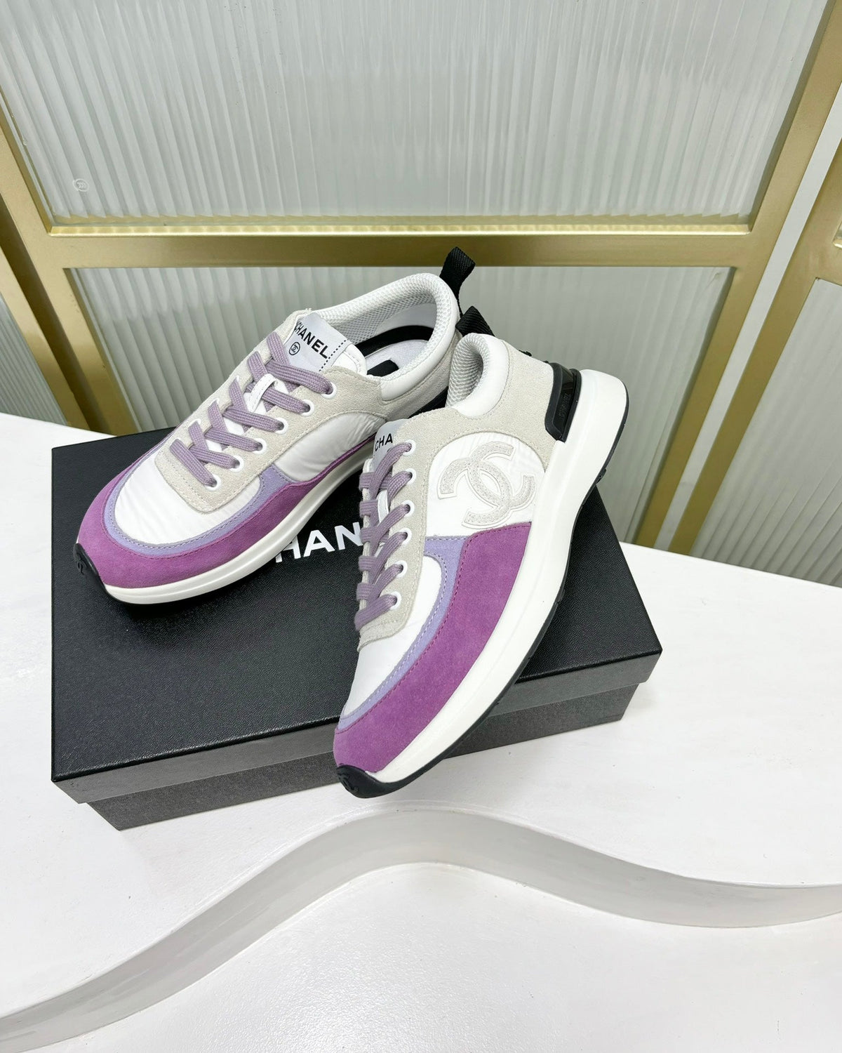 Chanel Sneaker in Violet Mix Grey Suede
