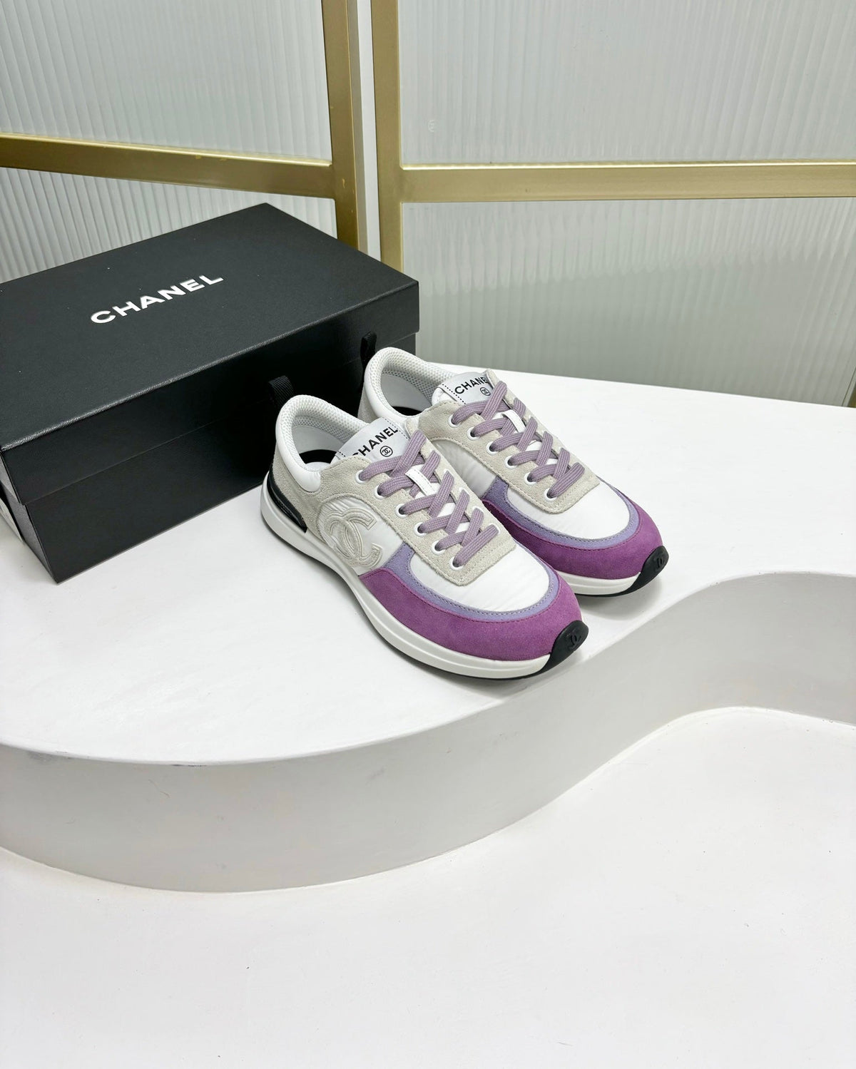 Chanel Sneaker in Violet Mix Grey Suede