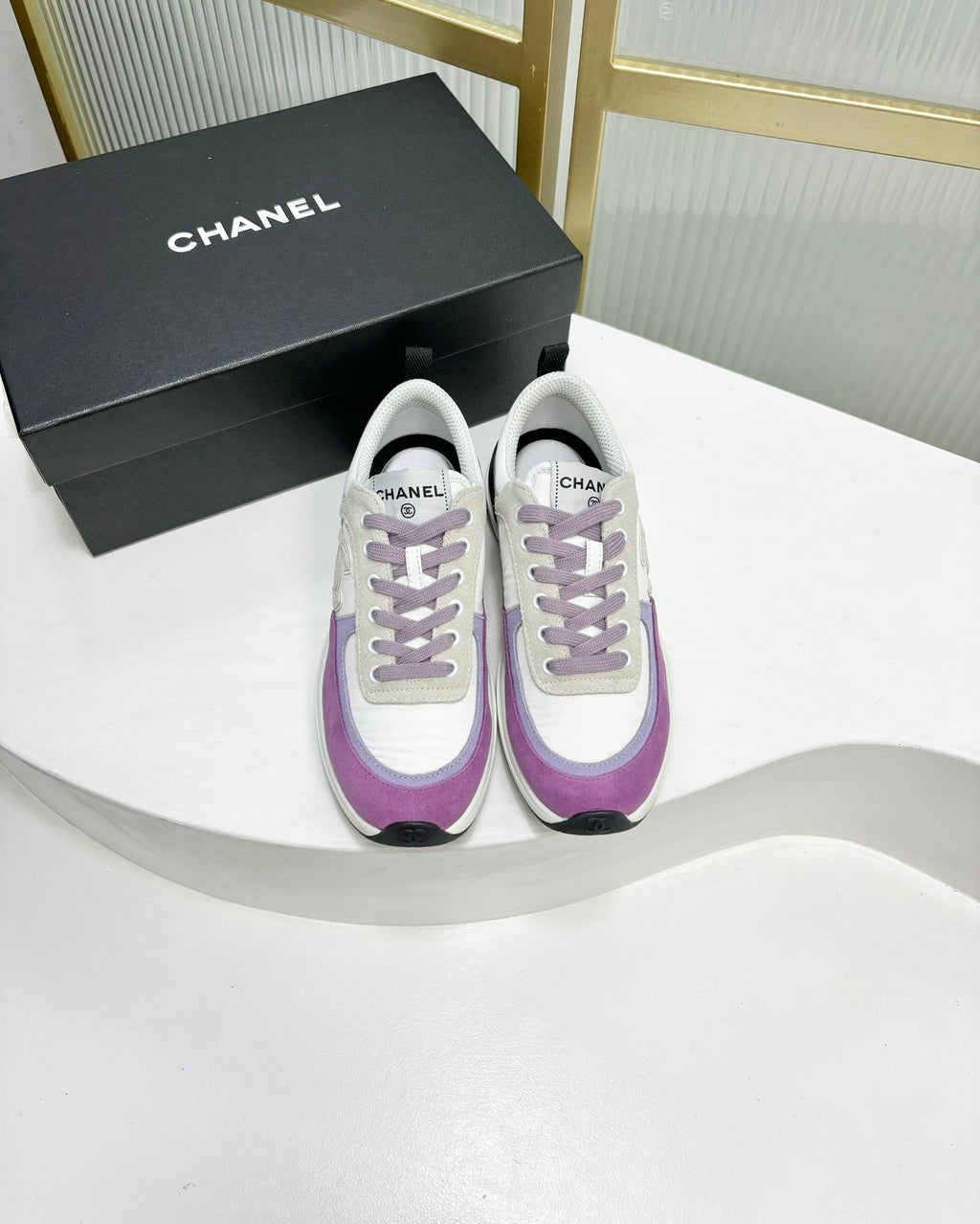 Chanel Sneaker in Violet Mix Grey Suede