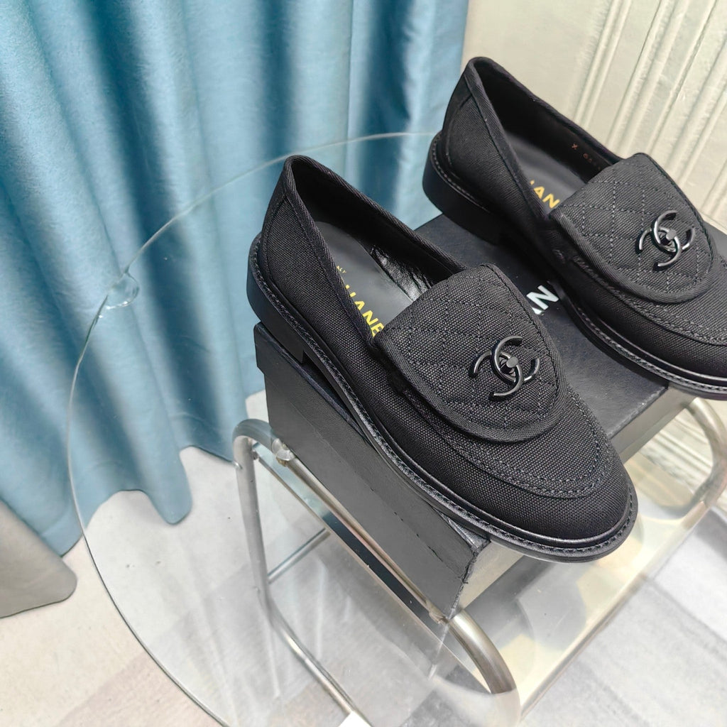 Chanel Moccasins Black Quilted Lambskin