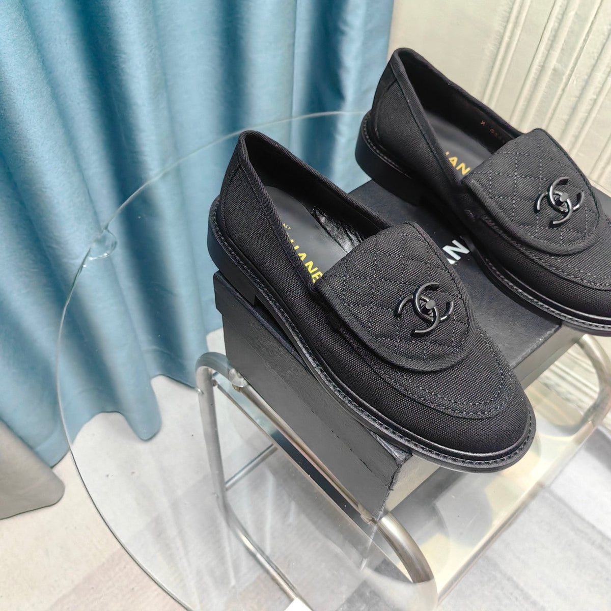 Chanel Moccasins Black Quilted Lambskin