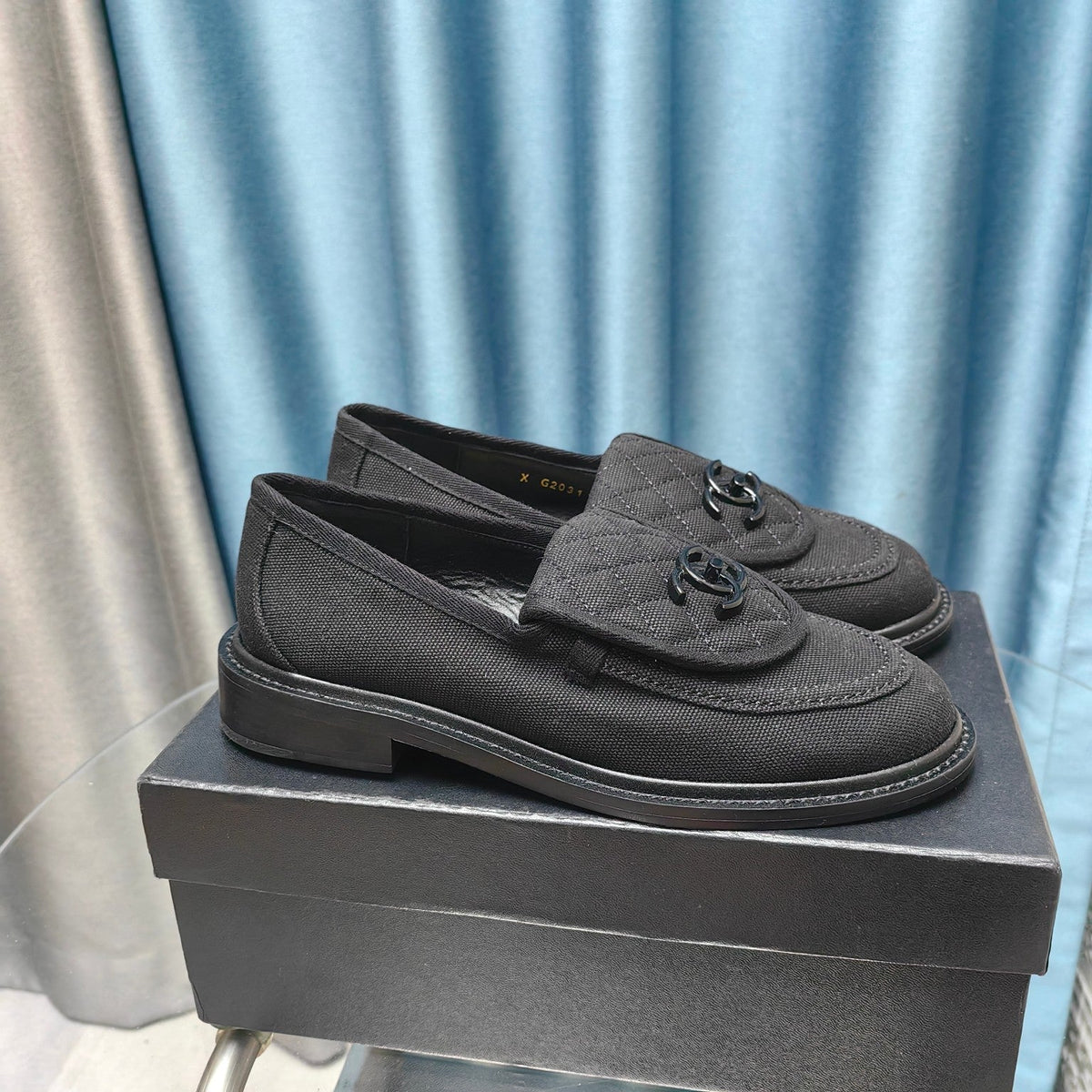 Chanel Moccasins Black Quilted Lambskin