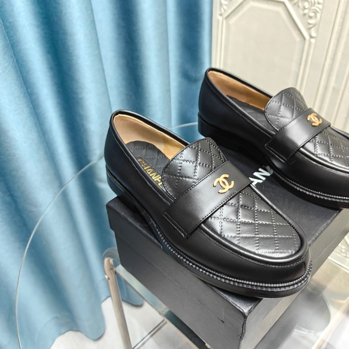 Chanel Moccasins Black Quilted Calfskin
