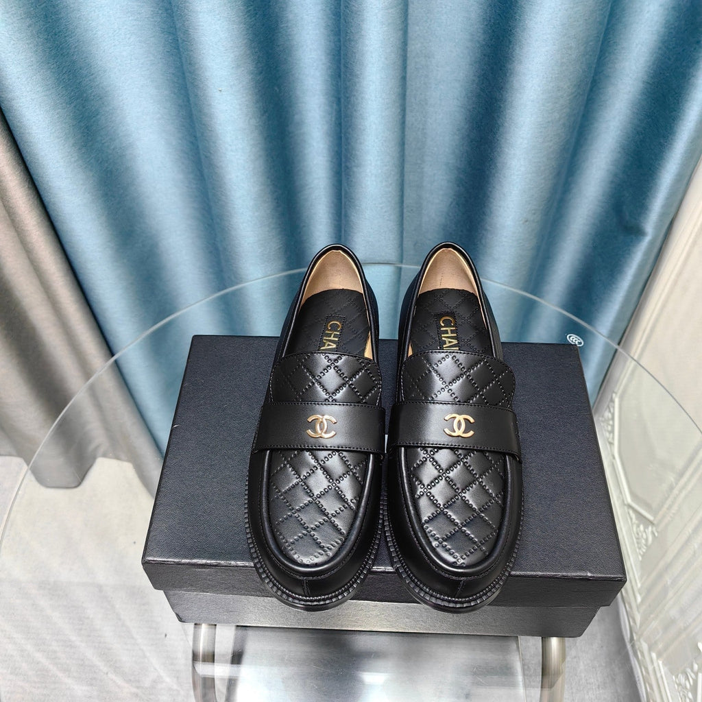 Chanel Moccasins Black Quilted Calfskin