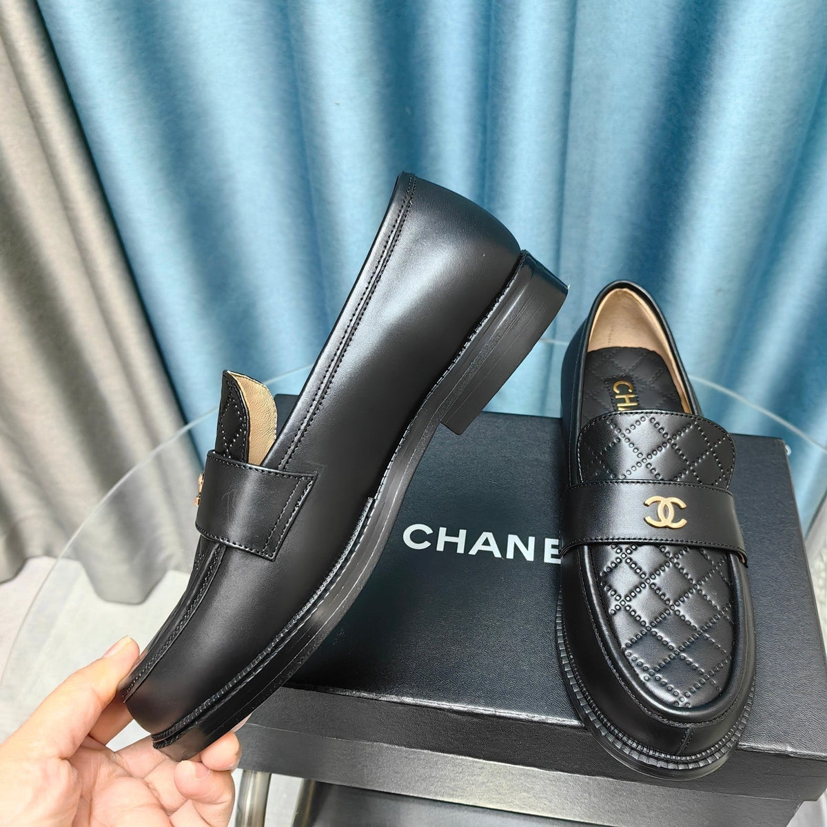 Chanel Moccasins Black Quilted Calfskin