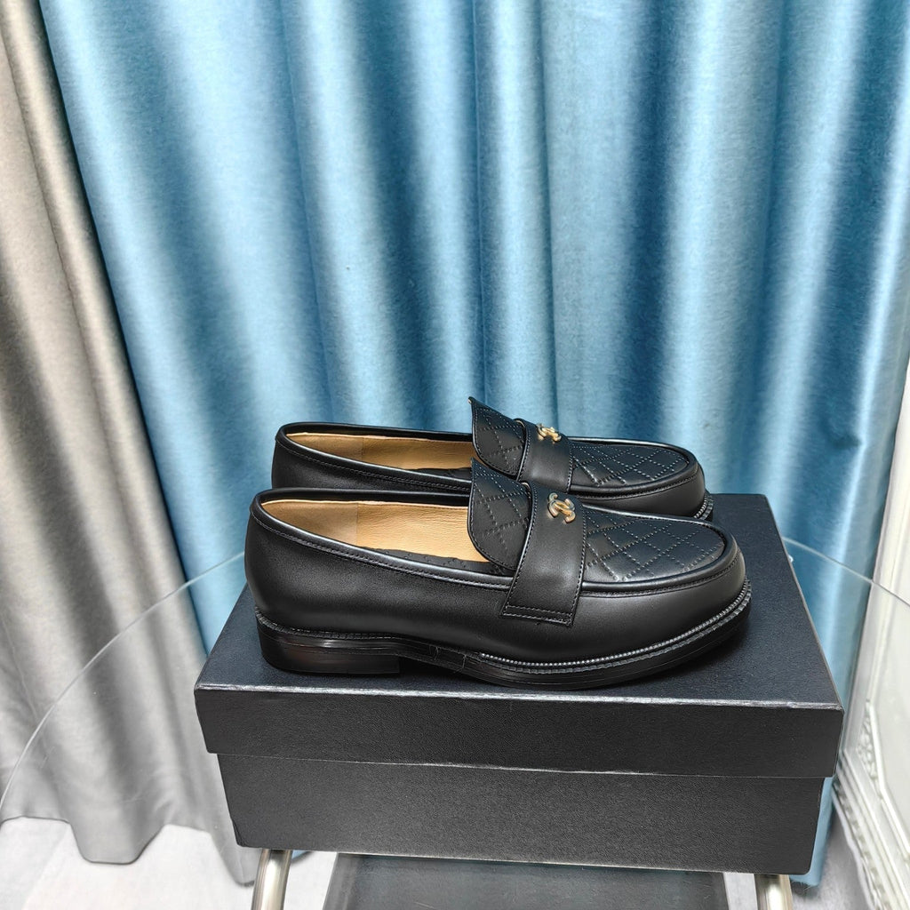 Chanel Moccasins Black Quilted Calfskin