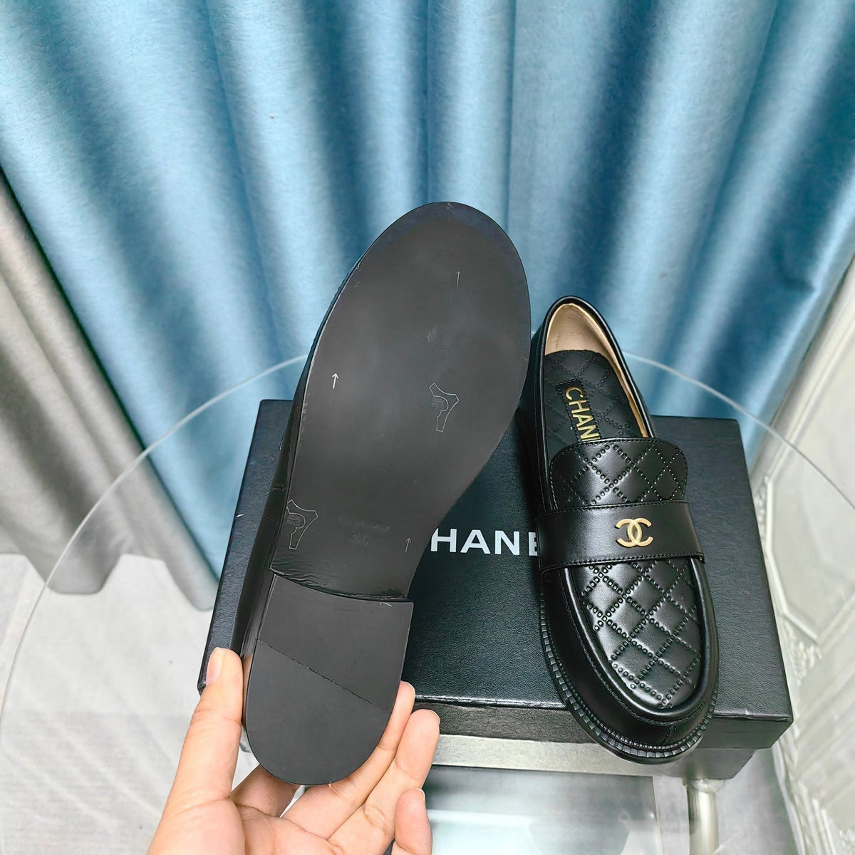 Chanel Moccasins Black Quilted Calfskin