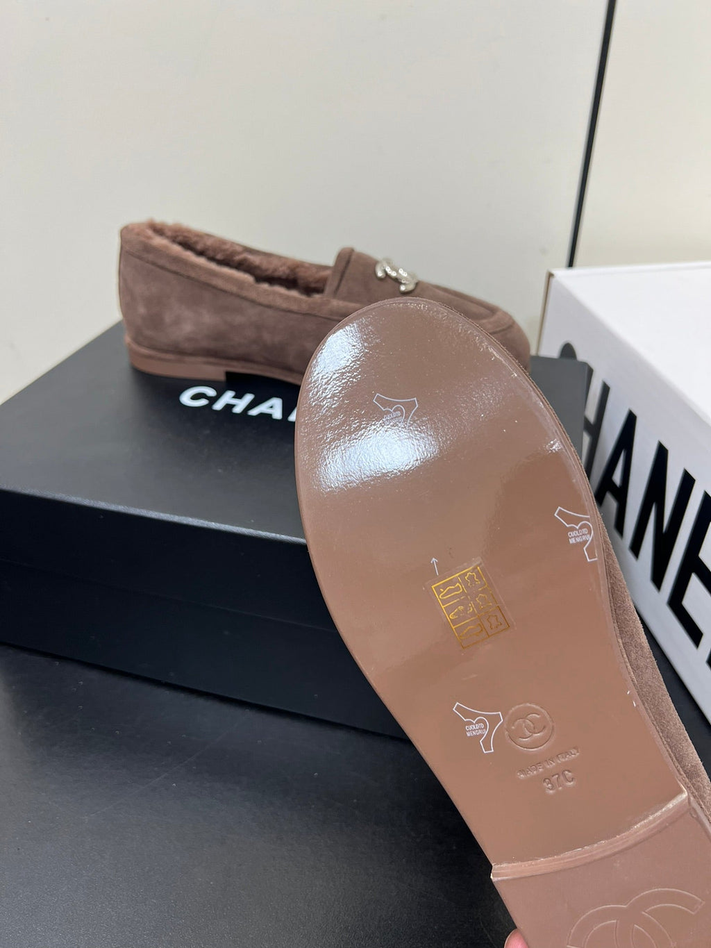 Chanel Loafer in Penny Brown Suede and Solf Fleece Lining