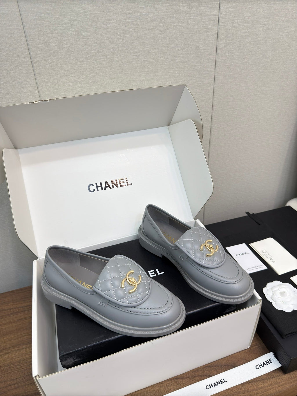 Chanel Moccasin 2.5 cm in Ash Gray Premium Lambskin
