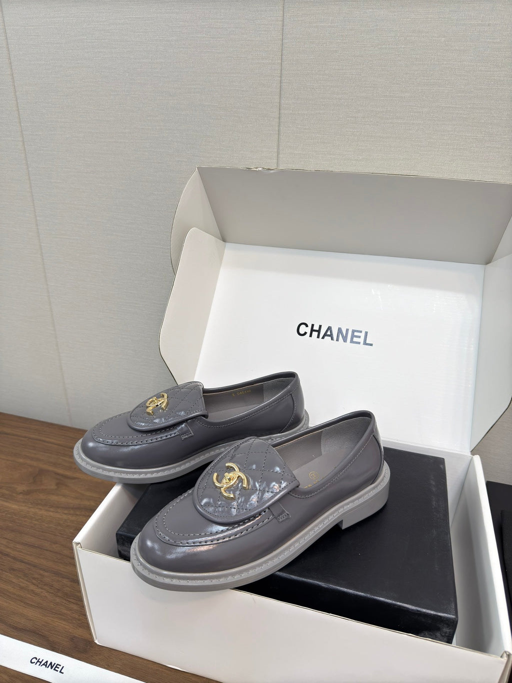 Chanel Moccasin 2.5 cm in Mouse Gray Premium Lambskin