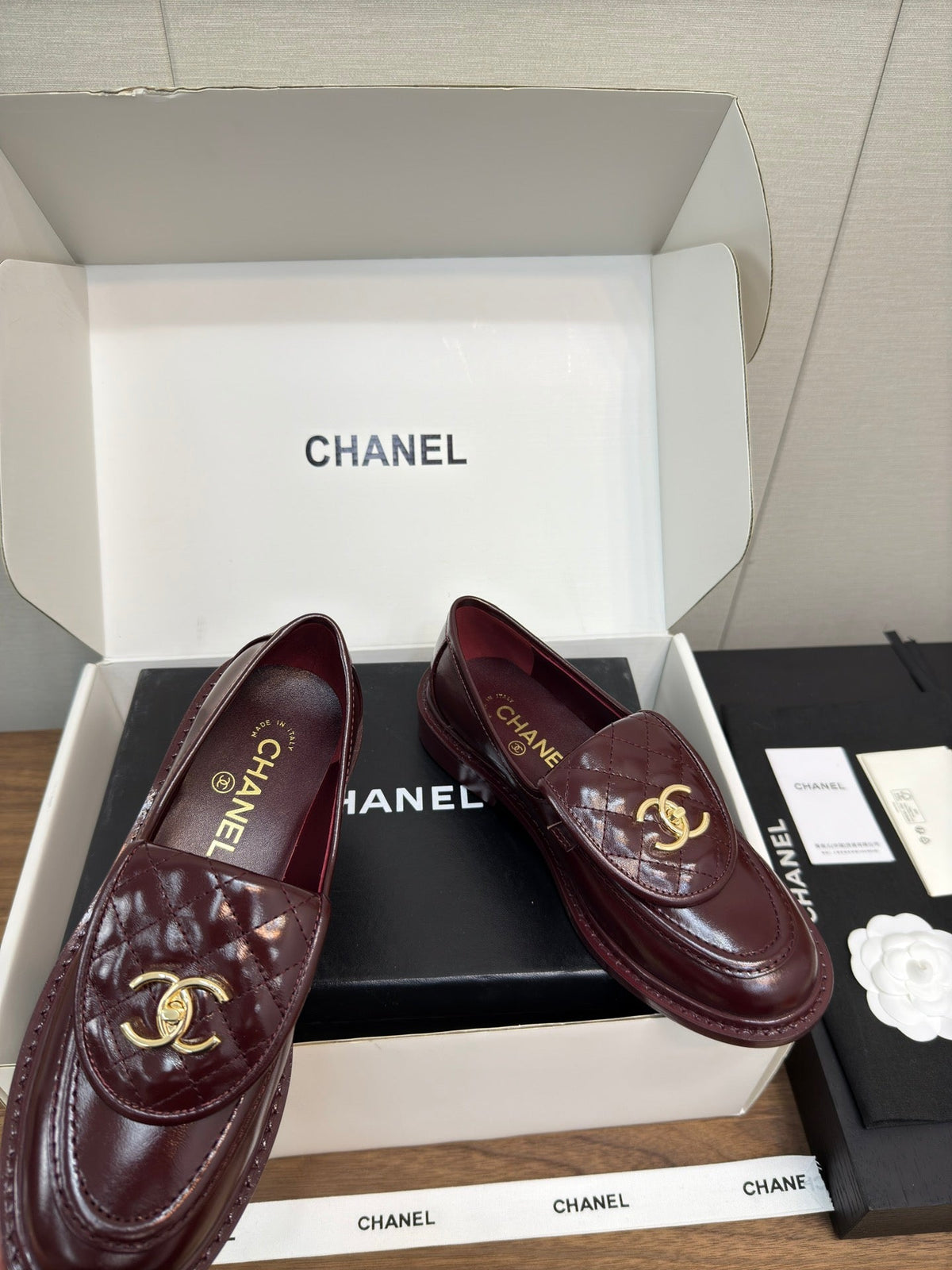 Chanel Moccasin 2.5 cm in Mahogany Red Premium Lambskin