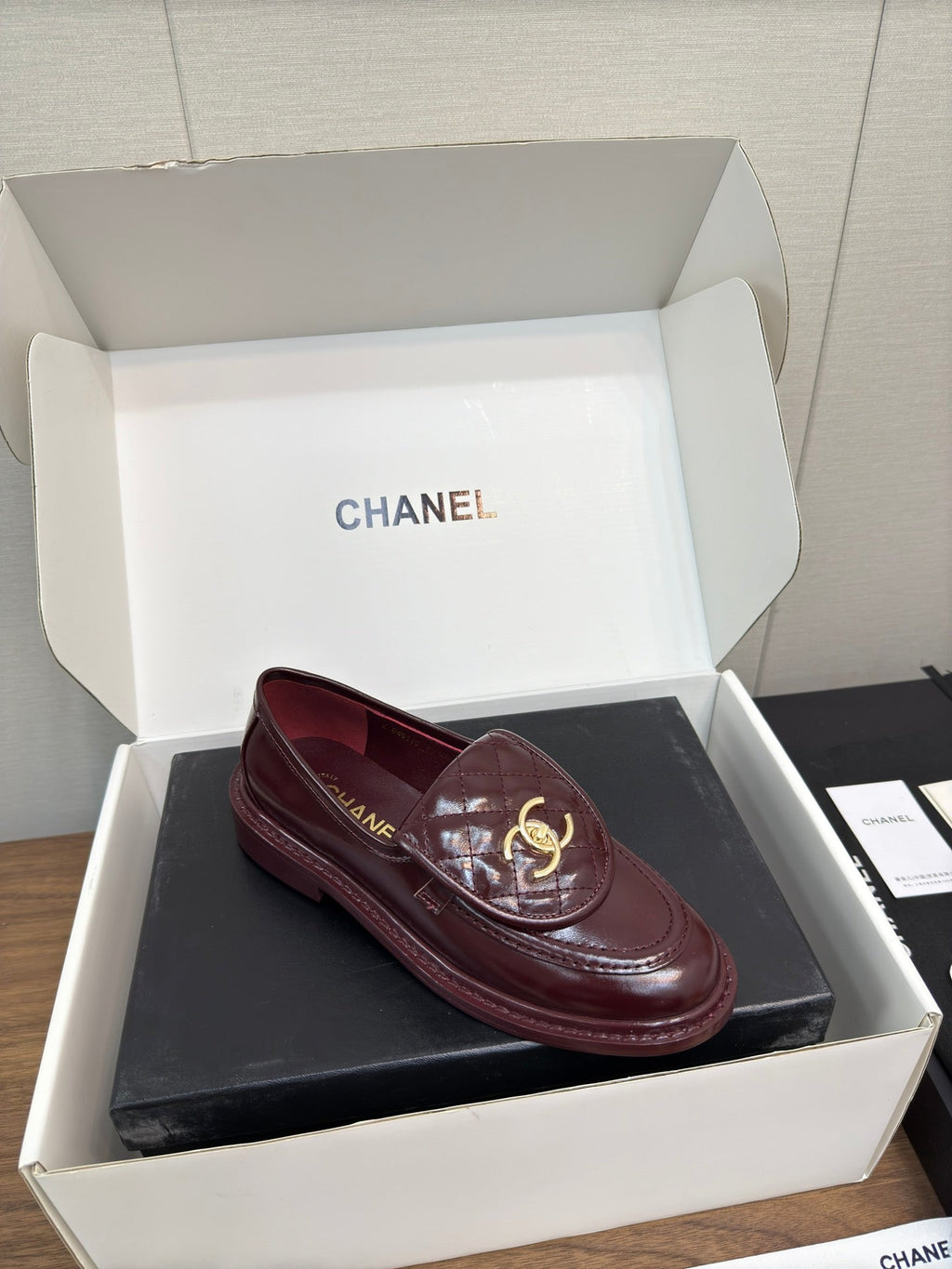 Chanel Moccasin 2.5 cm in Mahogany Red Premium Lambskin
