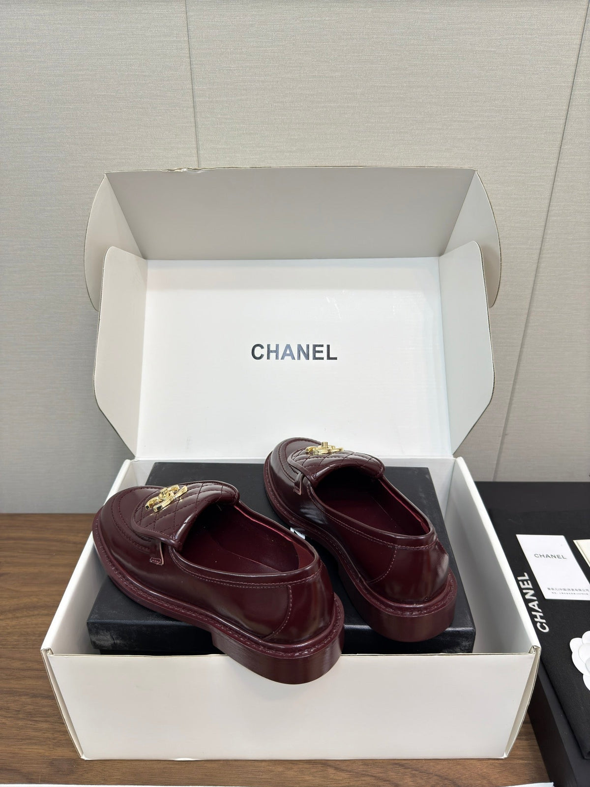 Chanel Moccasin 2.5 cm in Mahogany Red Premium Lambskin