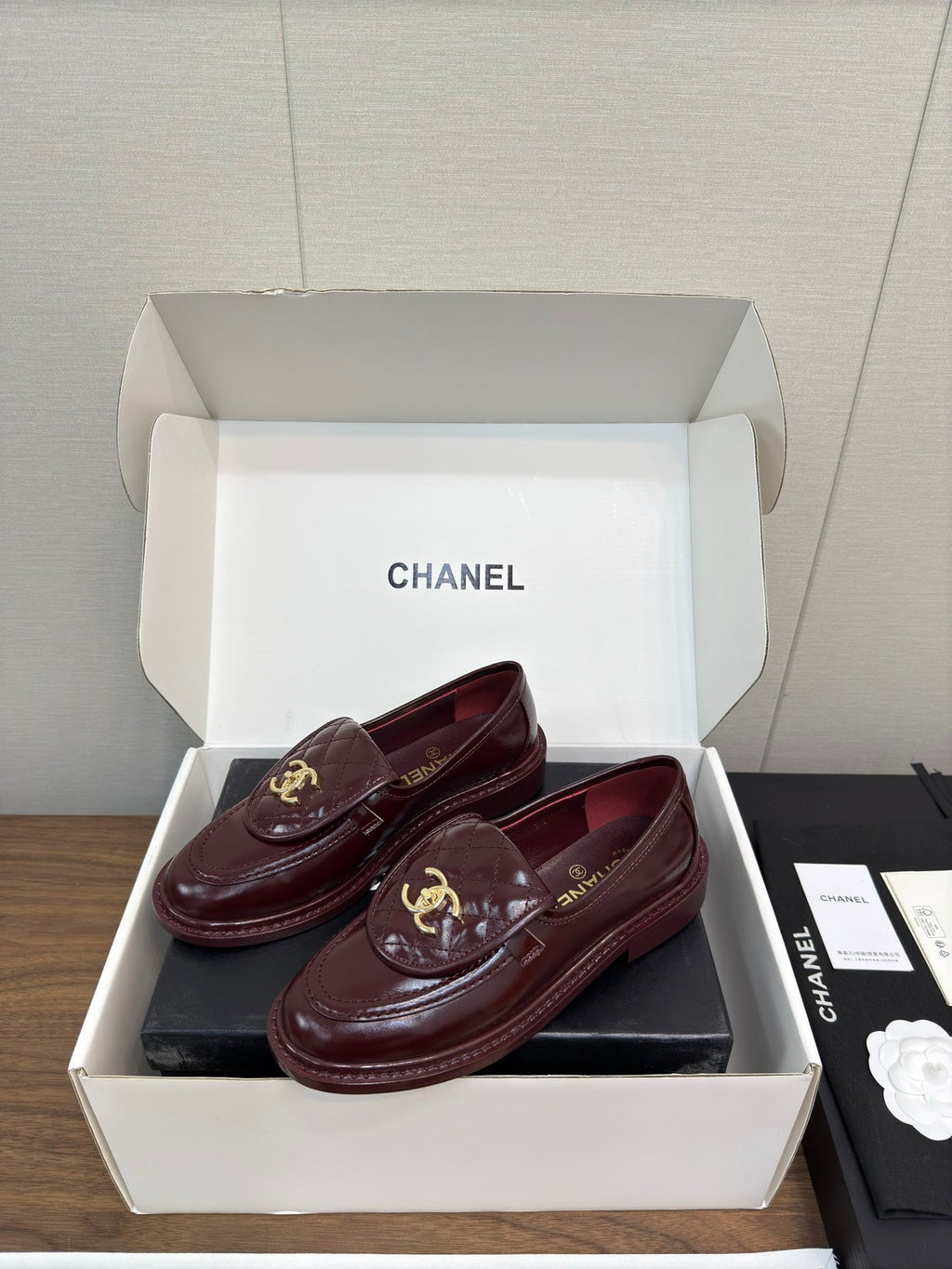 Chanel Moccasin 2.5 cm in Mahogany Red Premium Lambskin