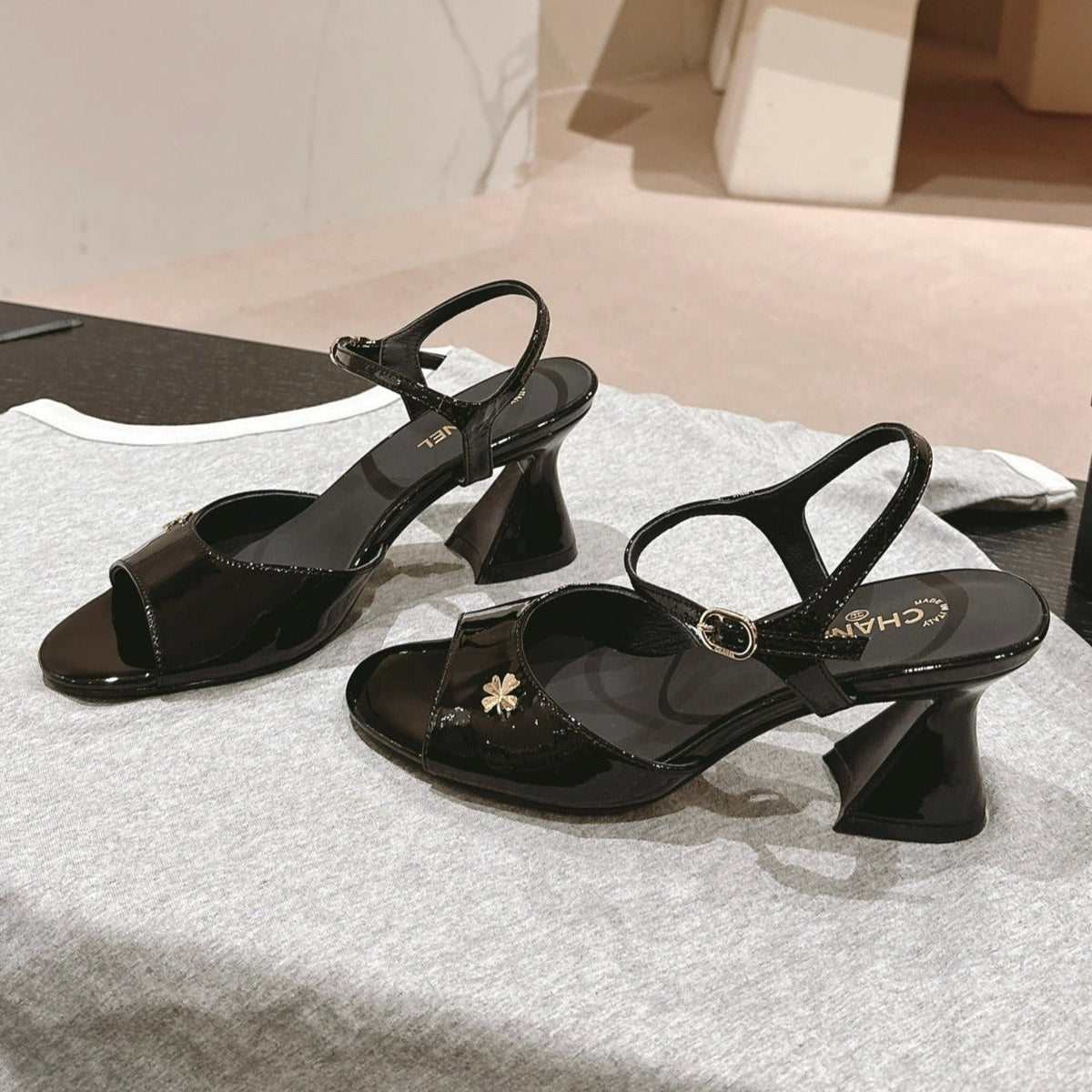 Chanel High Heels Sandal in Black Lambskin