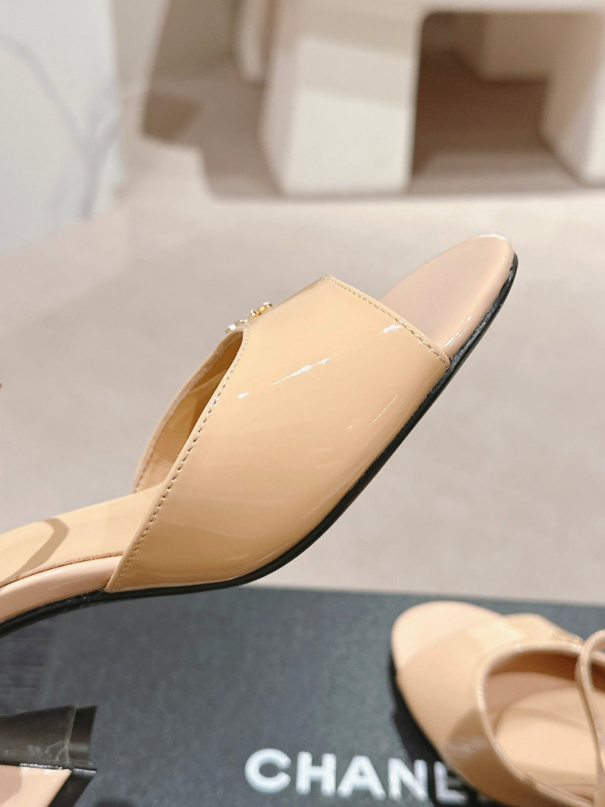 Chanel High Heels Sandal in Bisque Cream Lambskin