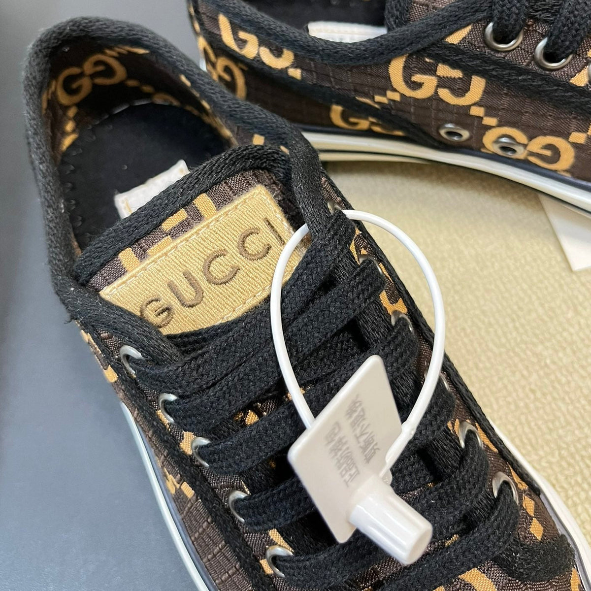 Gucci Tennis 1977 Ripstop Sneakers Black Brown Caro