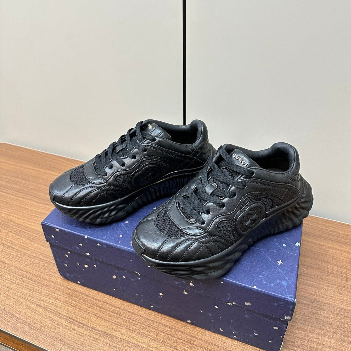 Gucci Ripple Leather Sneakers Black