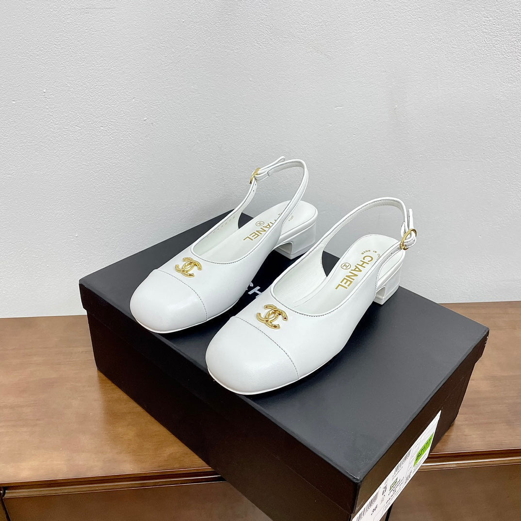 Chanel High Slingbacks White Calfskin