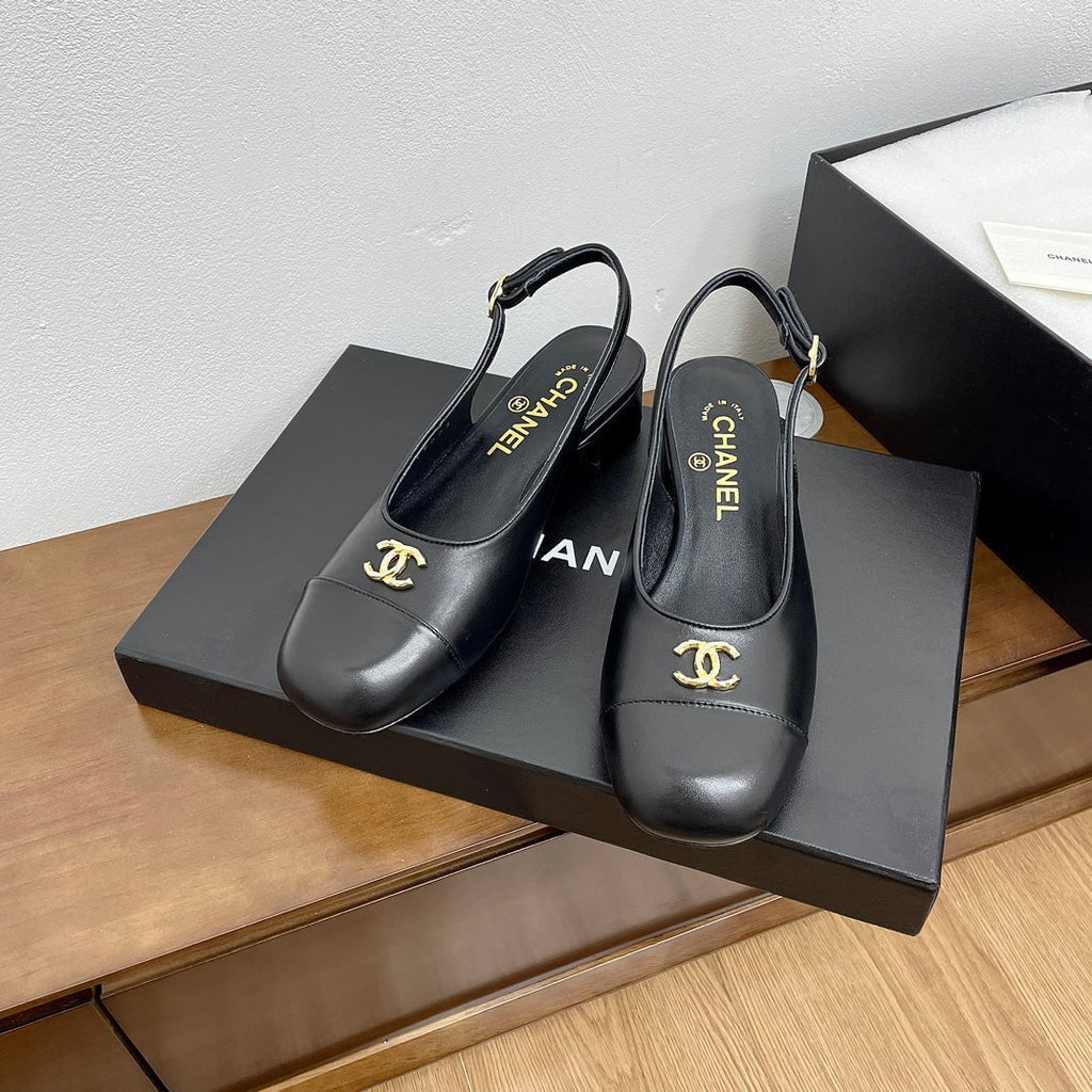 Chanel High Slingbacks Black Calfskin