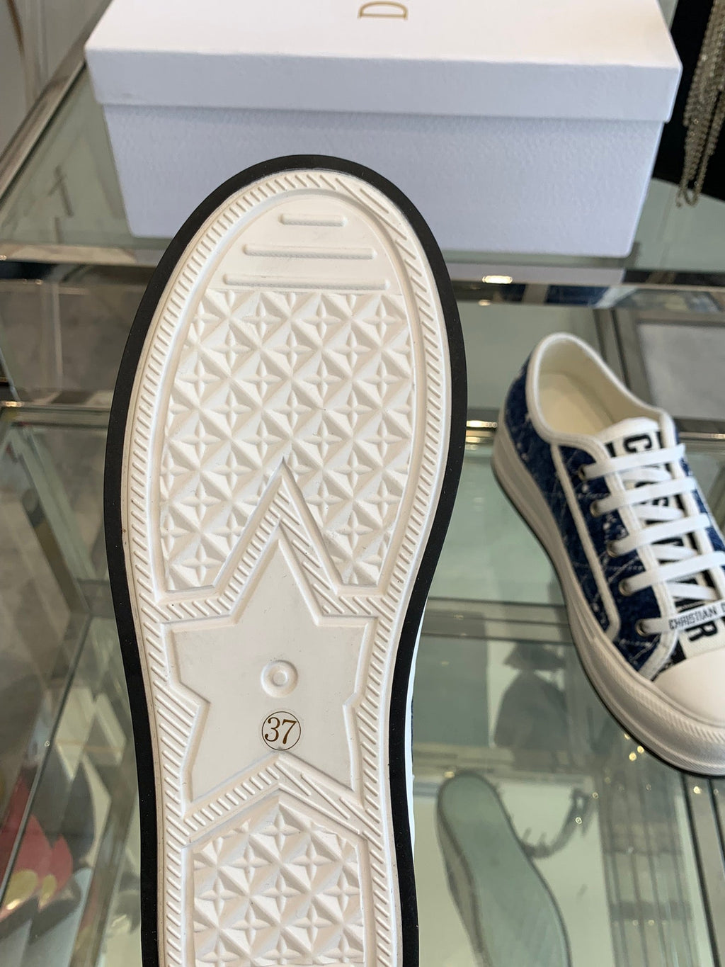Dior Walk'N Platform Sneaker Denim Blue Cannage Tweed