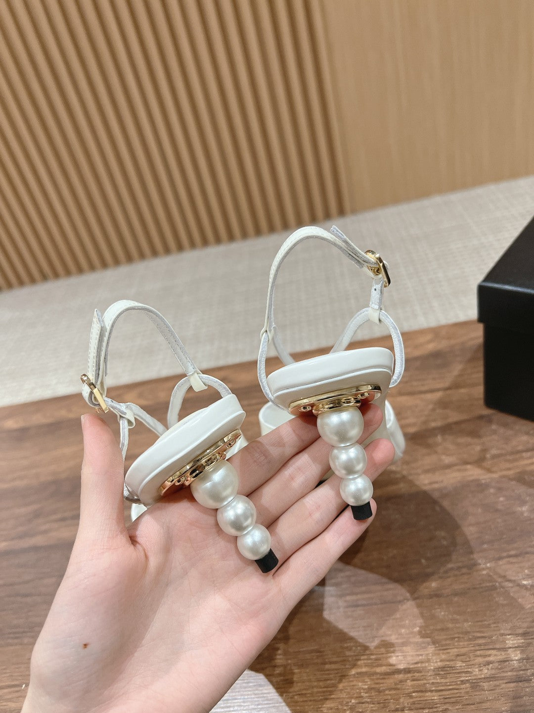 Chanel High Heel 70 Sandals White Patent Calfskin