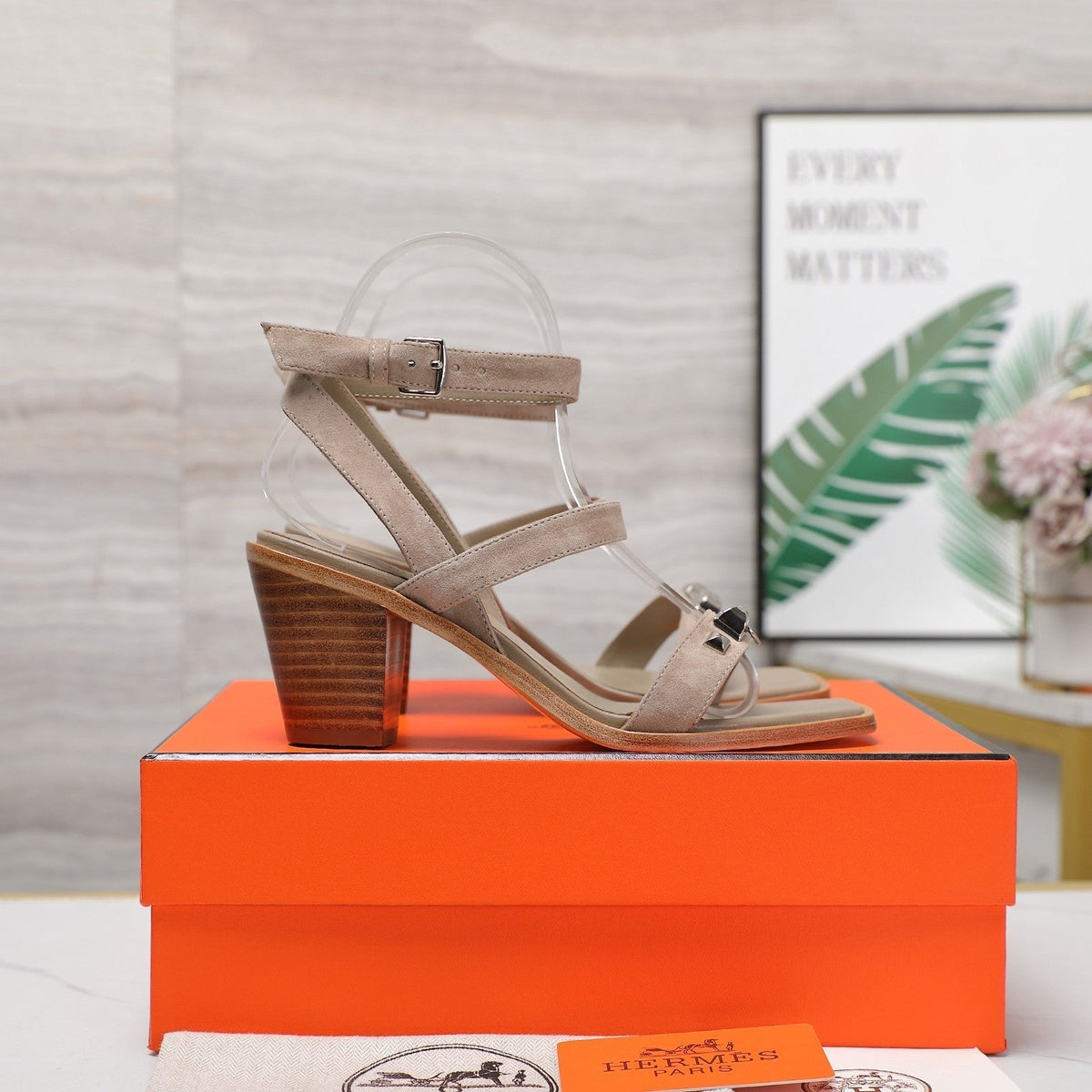 Hermes Ivresse 65 Sandal Beige Suede