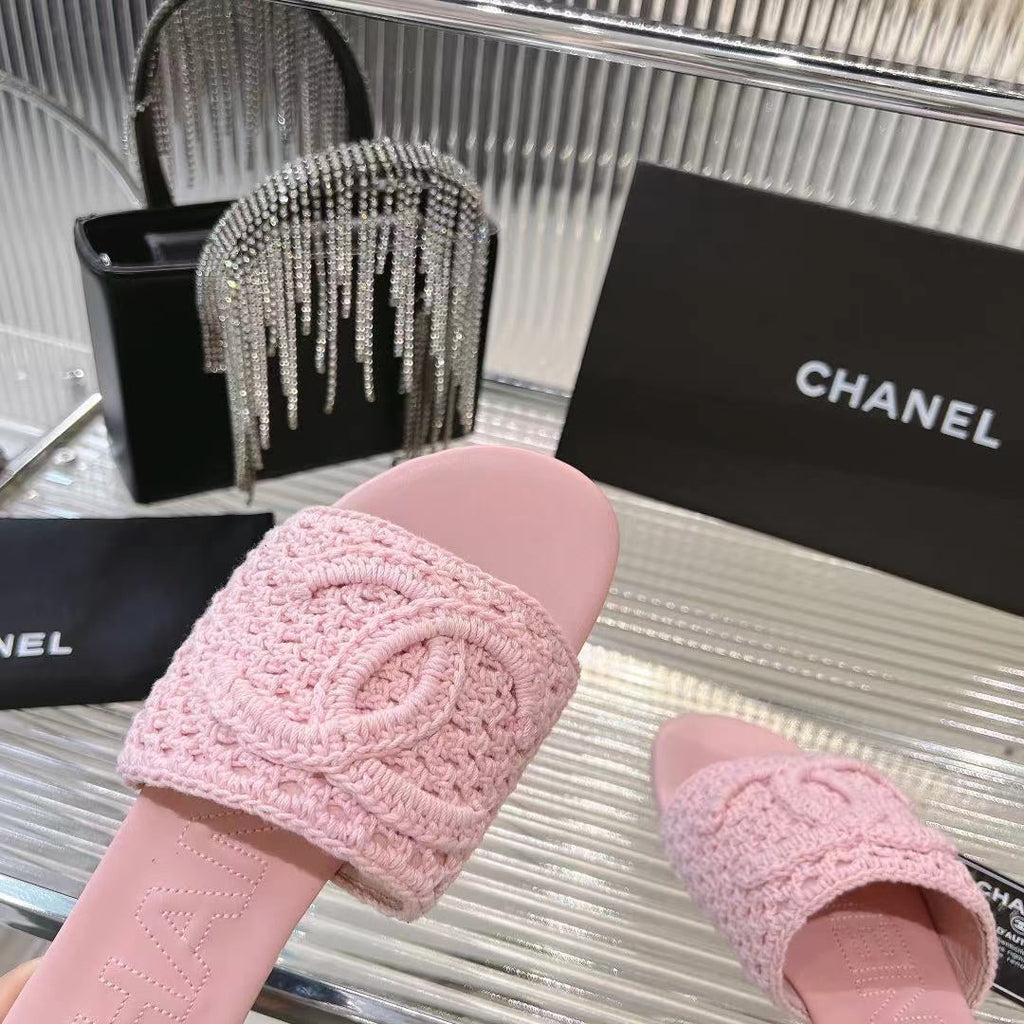 Chanel Slippers Light Pink Sheepskin