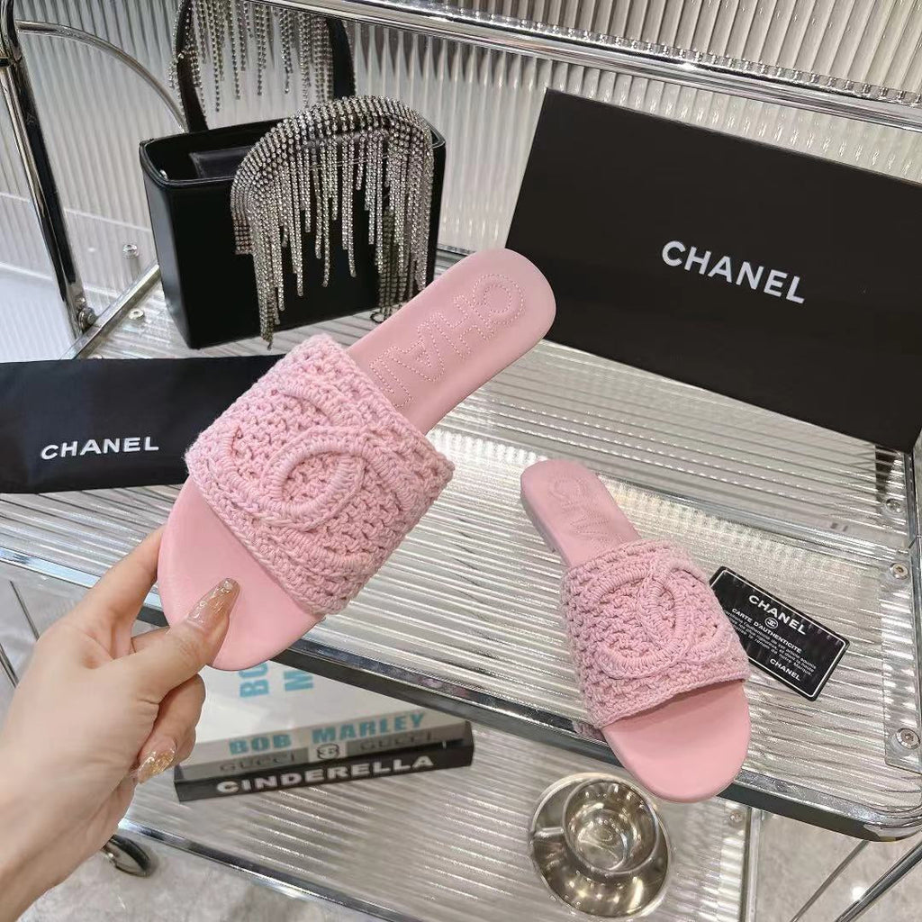 Chanel Slippers Light Pink Sheepskin