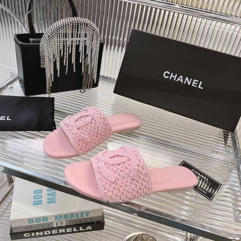 Chanel Slippers Light Pink Sheepskin