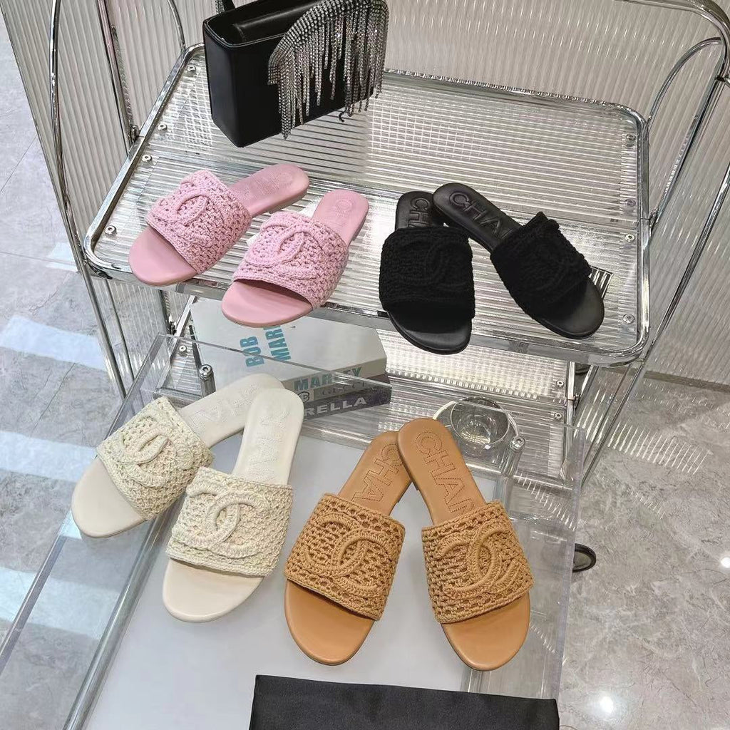 Chanel Slippers Light Pink Sheepskin