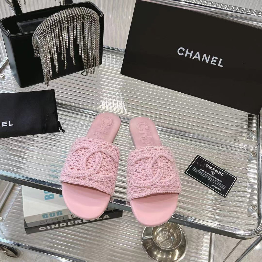 Chanel Slippers Light Pink Sheepskin