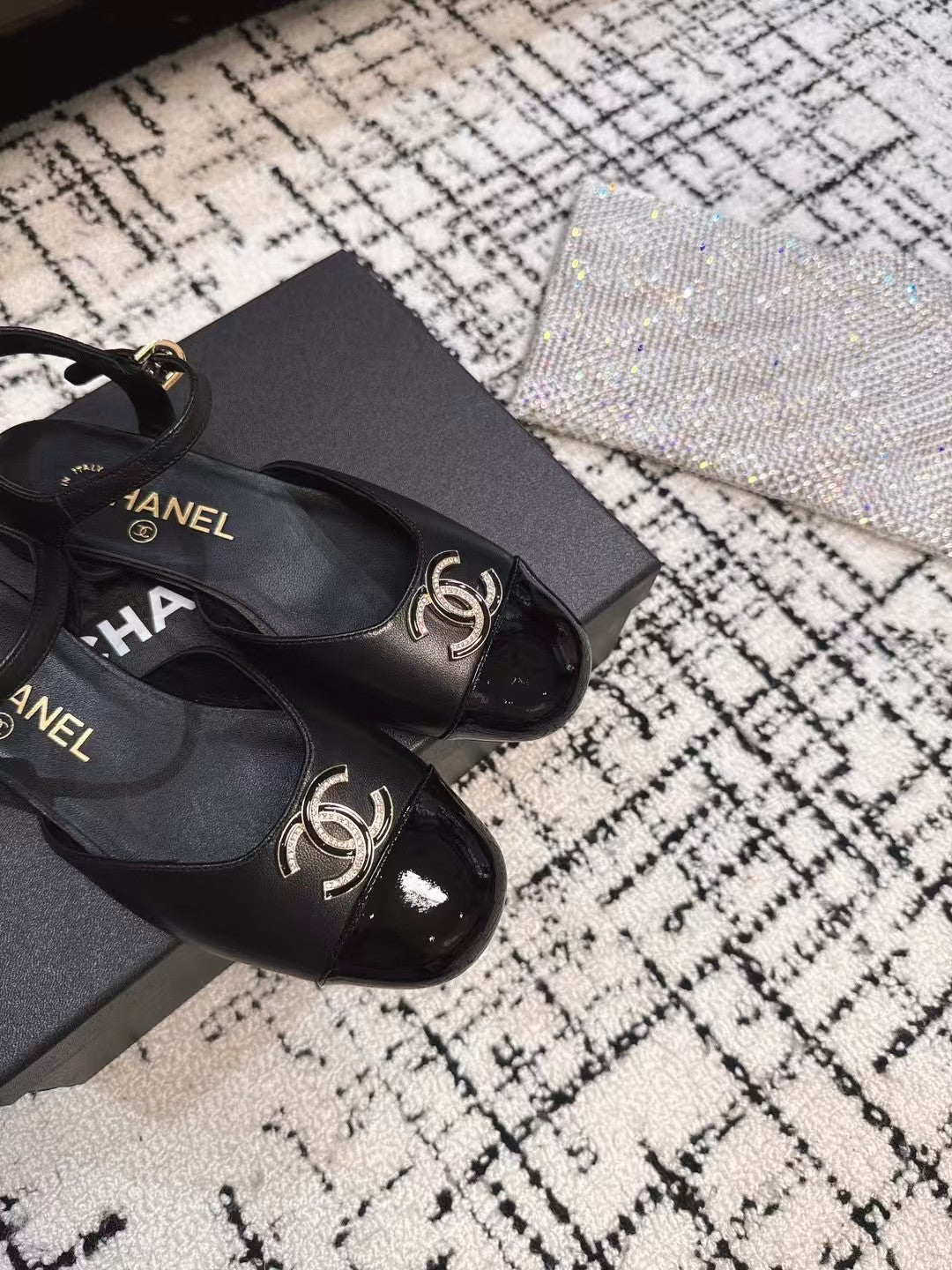 Chanel Flat Slingbacks in Black Calfskin