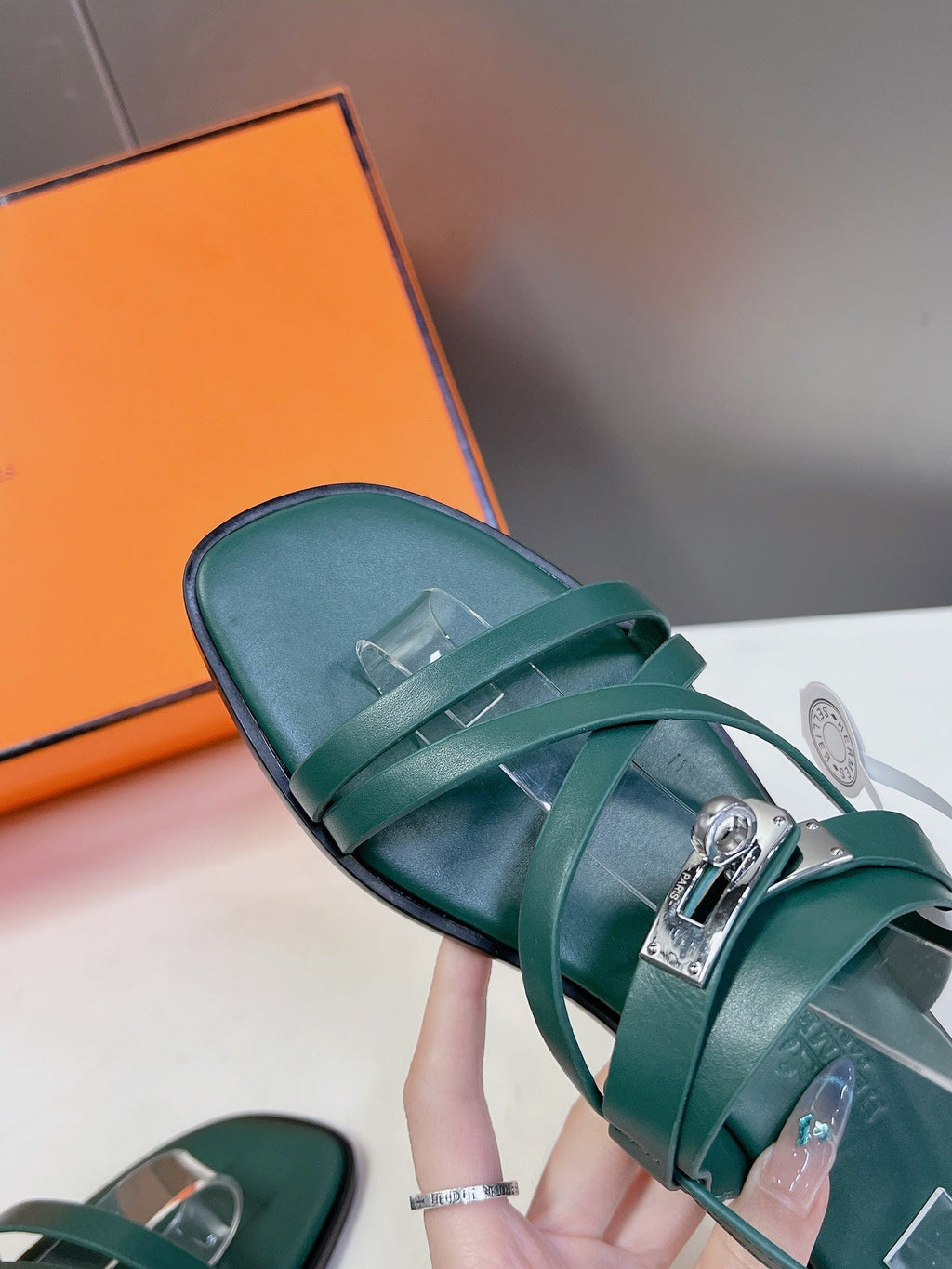 Hermes June Sandal Cobalt Calfskin