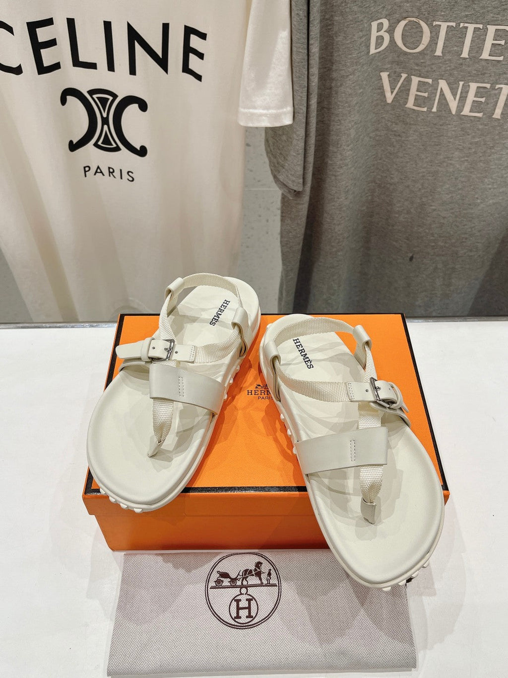 Hermes Sandal Braided 30 White Calfskin