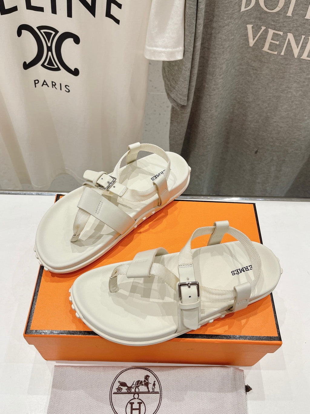 Hermes Sandal Braided 30 White Calfskin