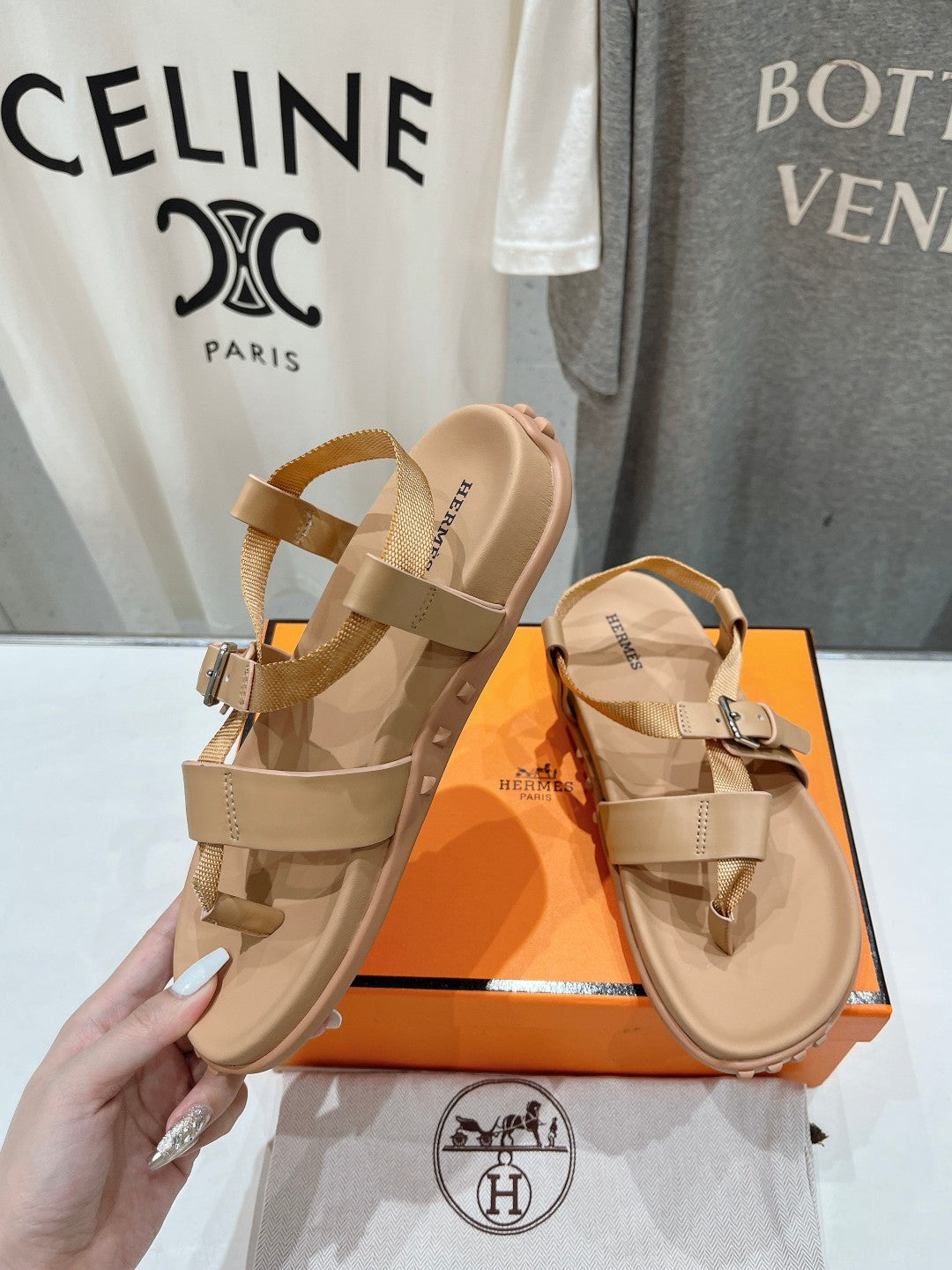 Hermes Sandal Braided 30 Champagne Calfskin