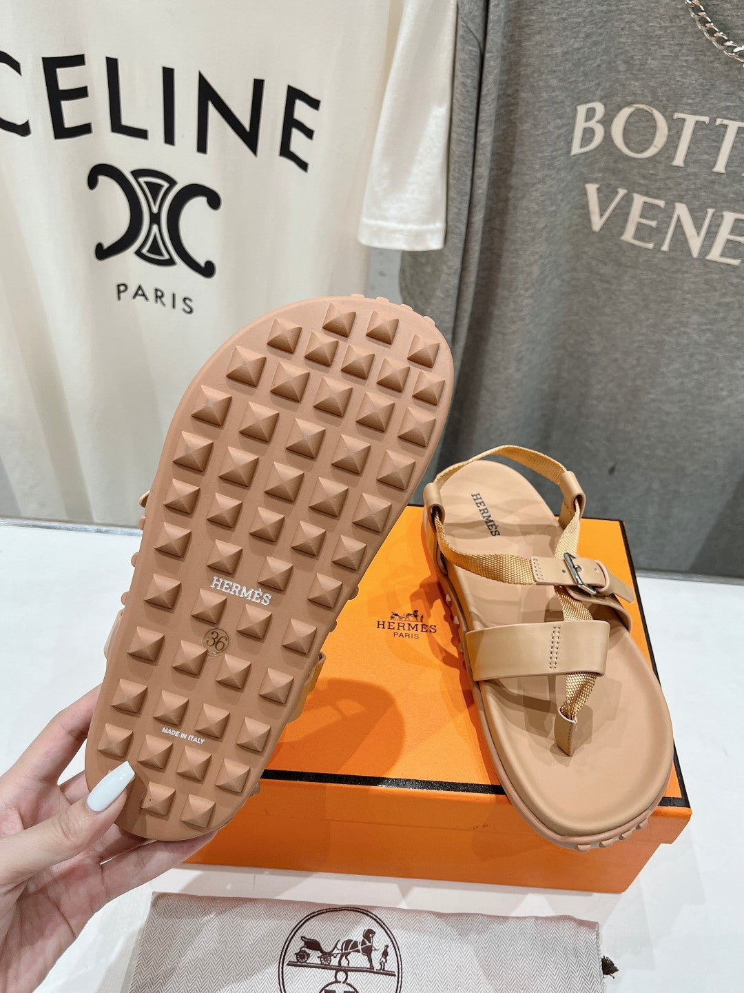 Hermes Sandal Braided 30 Champagne Calfskin