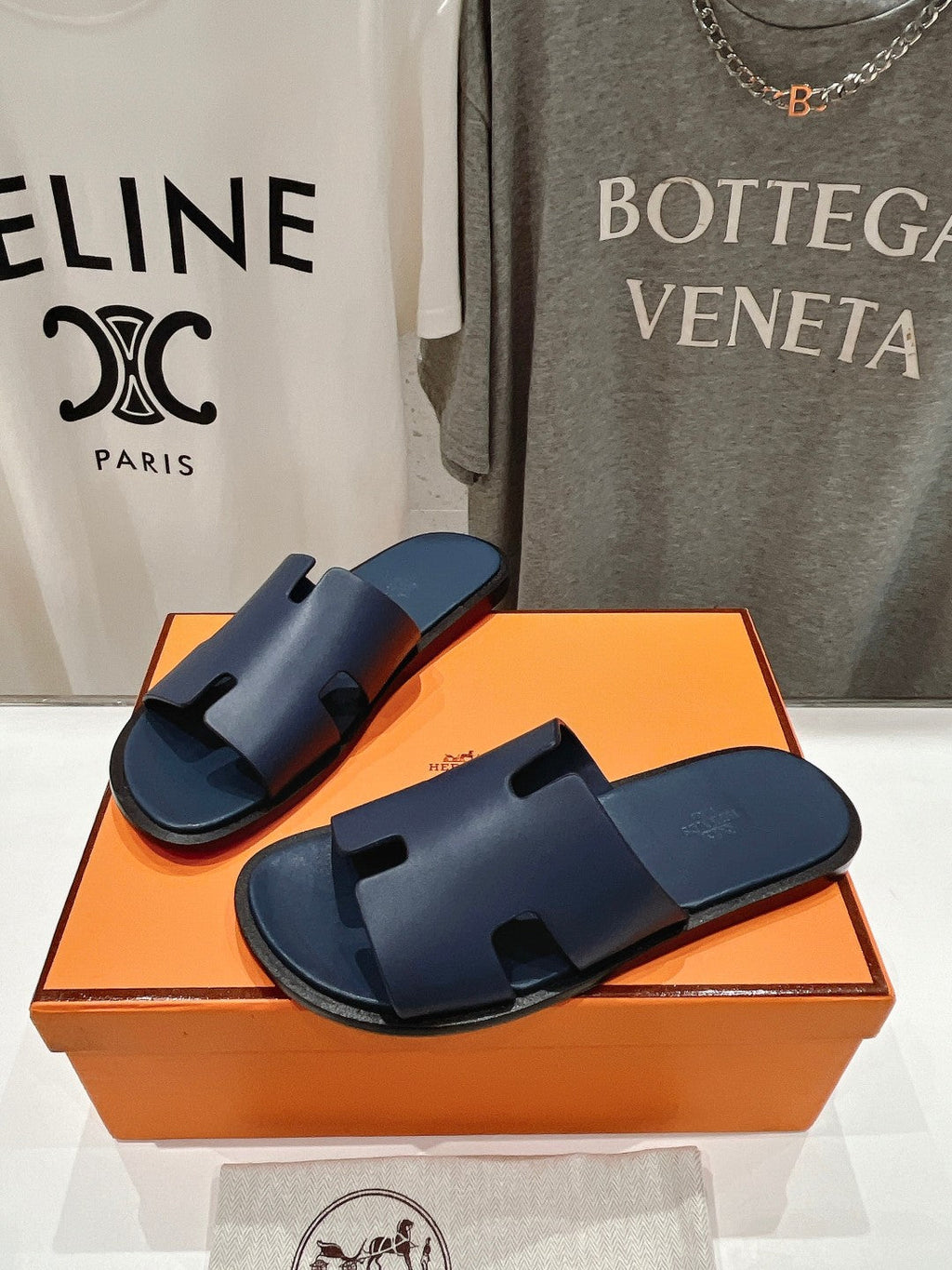 Hermes Izmir Sandal Indigo Lambskin