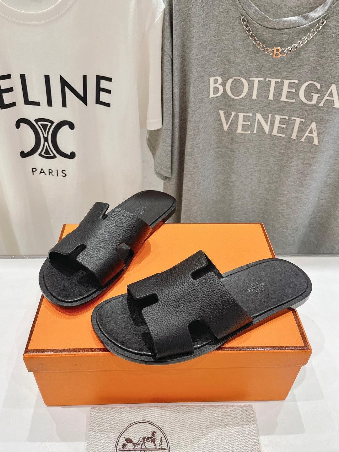Hermes Izmir Sandal Black Lambskin