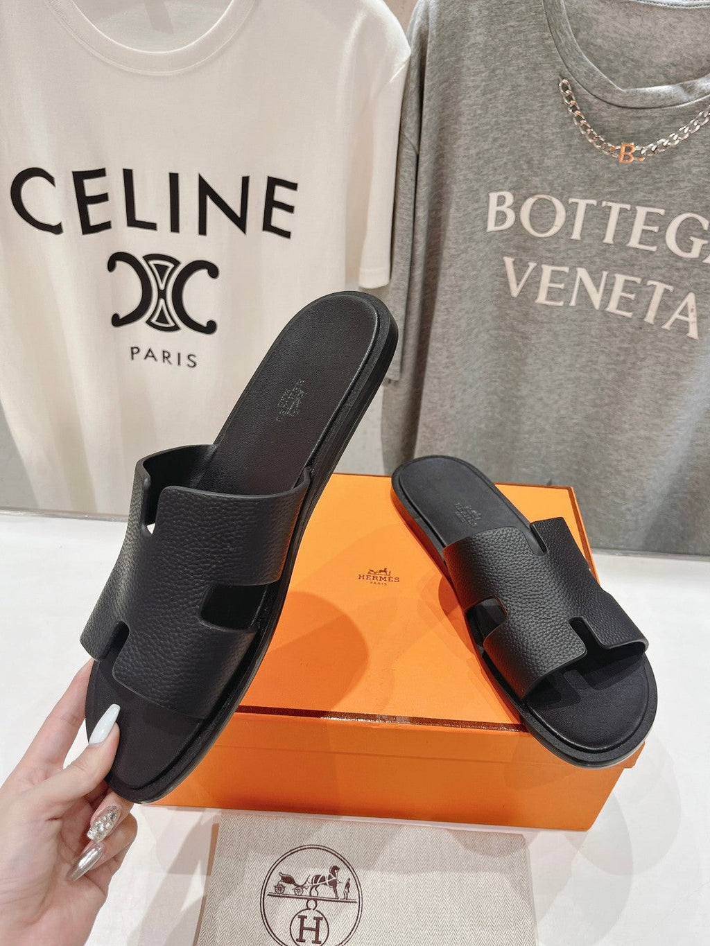 Hermes Izmir Sandal Black Lambskin