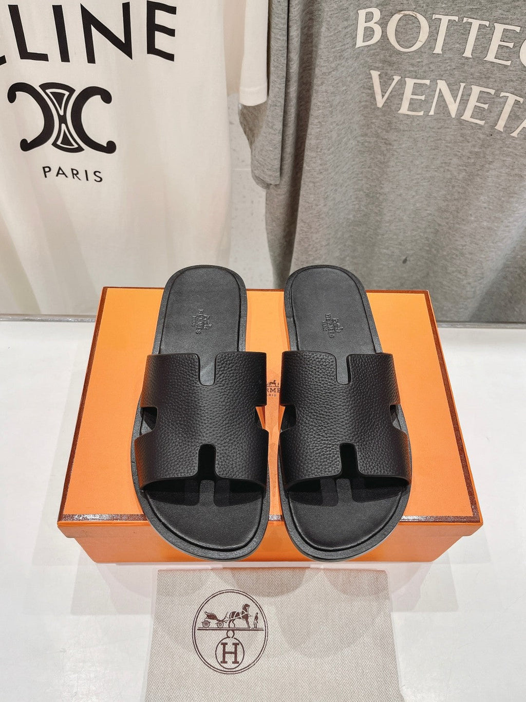 Hermes Izmir Sandal Black Lambskin