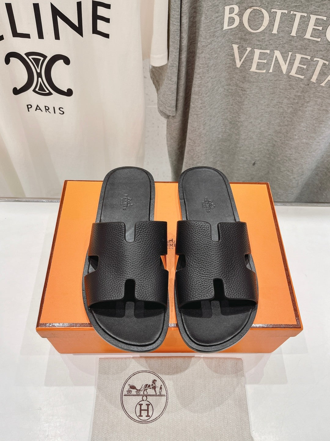 Hermes Izmir Sandal Black Lambskin