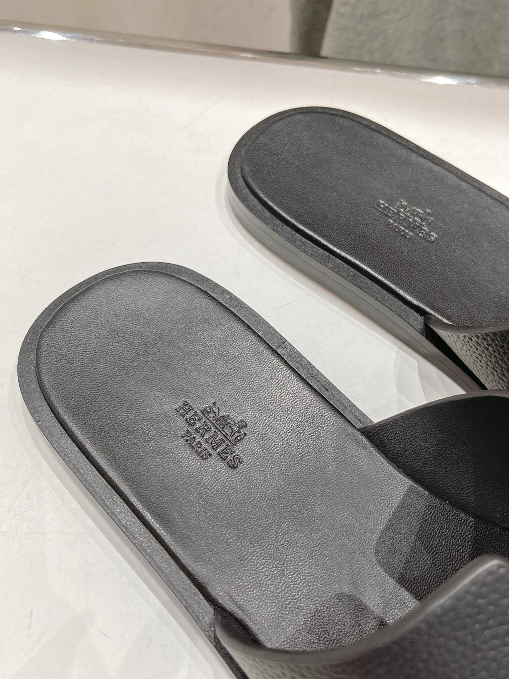 Hermes Izmir Sandal Black Lambskin