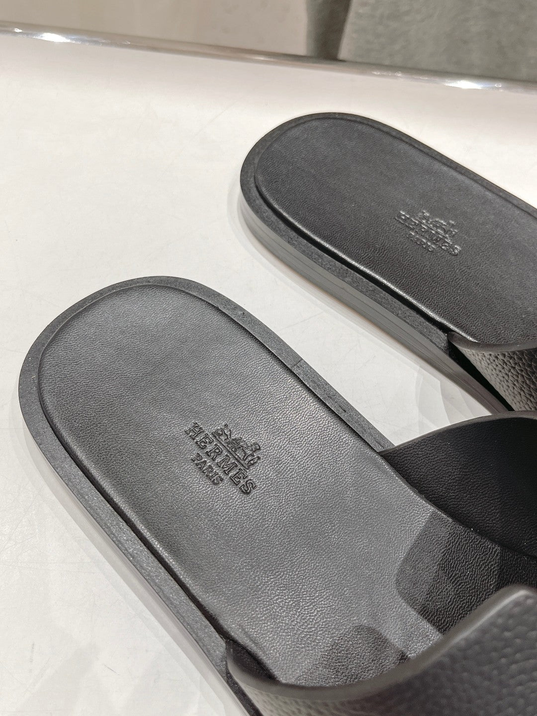Hermes Izmir Sandal Black Lambskin